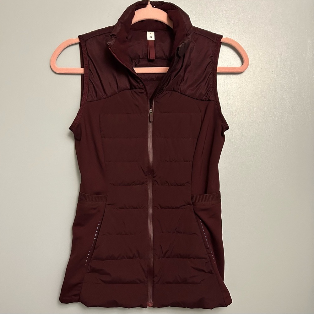 SOLD - Lululemon Down For It All 700-Fill Vest Goose Size 4 Dark Adobe Burgundy